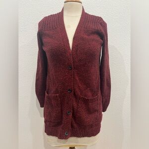 Shade Size M Women's Burgundy Cardigan Sweater.